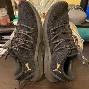 PUMA Prowl Alt Knit Black & Gold Running Shoes Lace-Up Low-Top